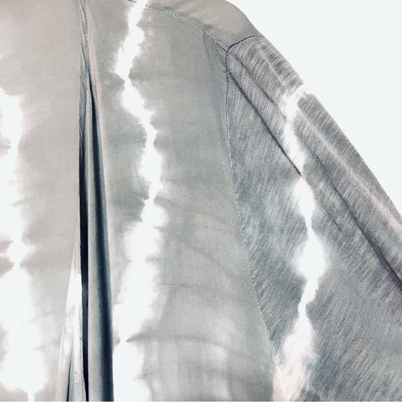 Soft Surroundings Cardigan Duster Womens Large Grey Tie Dye Lace Fringe Festival - Picture 4 of 7